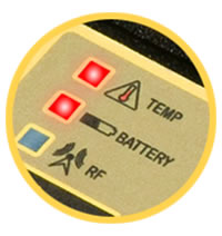 MOLE temperature, battery status and RF Indicator lights